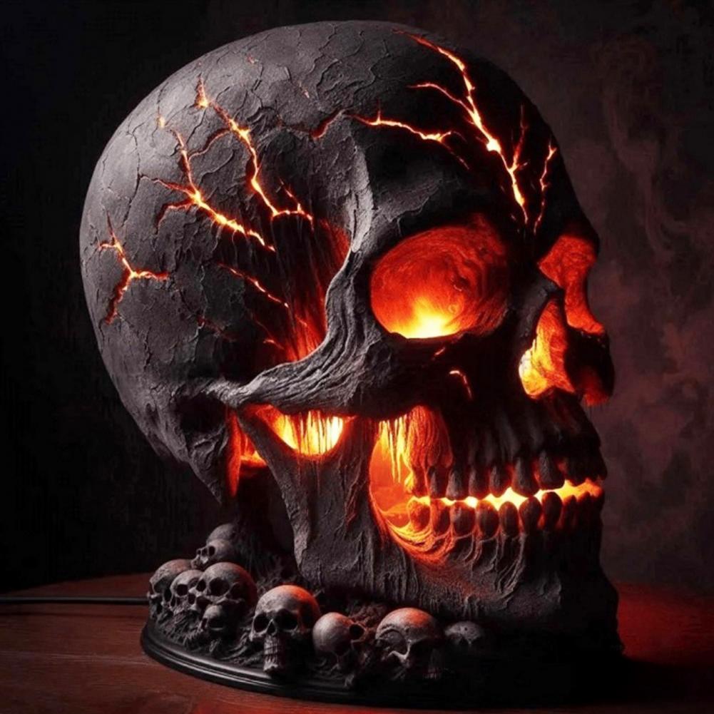 Halloween lava stone skull desk lamp with LED light