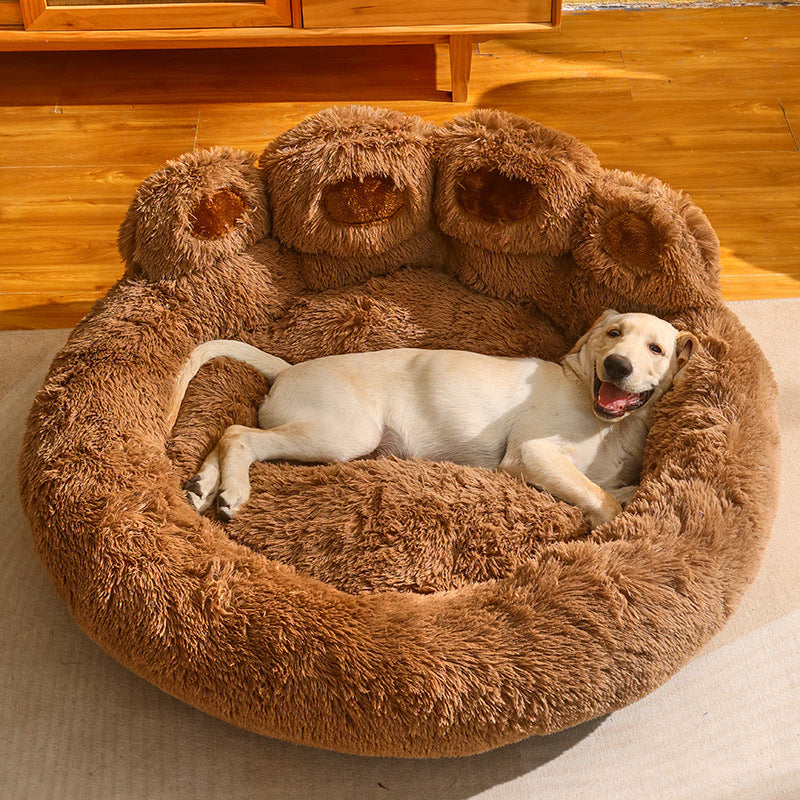 Fluffy plush winter dog bed