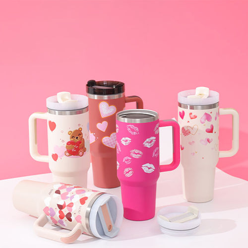 40oz insulated stainless steel tumbler with straw